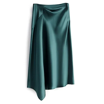 

Elegant Women Satin Irregular Long Skirt 2020 Fashion New Womens Retro High Waist Sexy Slim Bag Hip Hips Skirts Saia