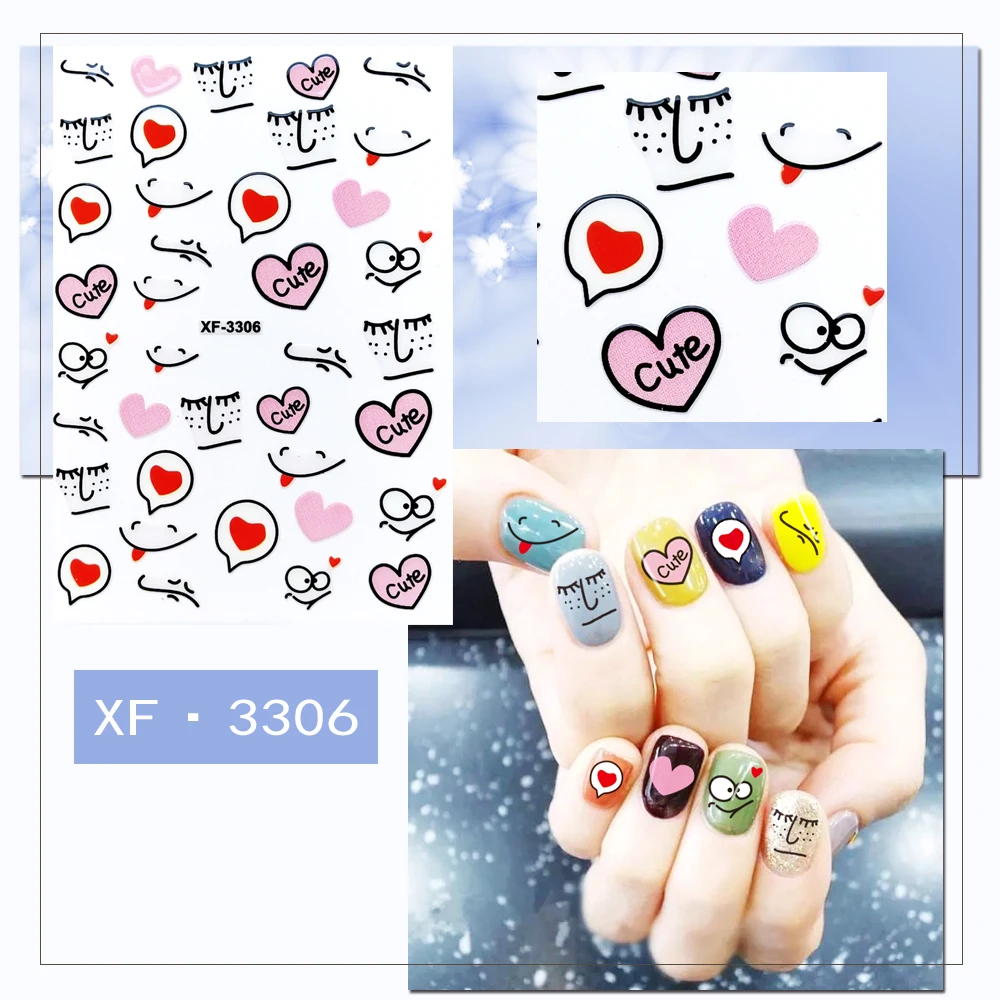 Модный полиуретановый чехол! Лак для ногтей задний клей дизайн ногтей стикер для украшения ногтей - Цвет: XF3306