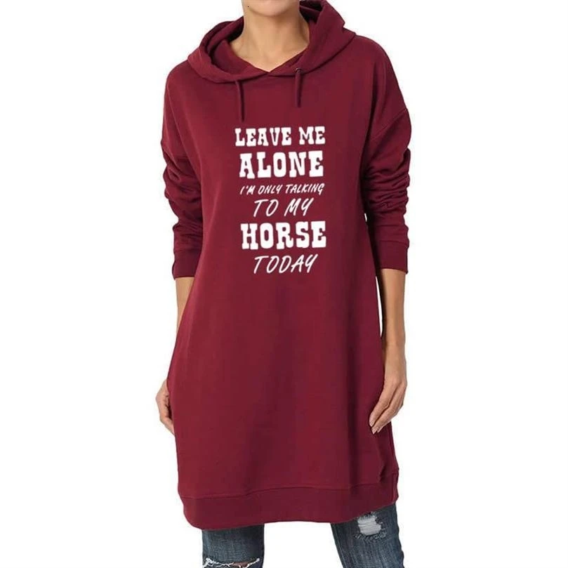 

Hooded Pocket LEAVE ME ALONE Letters Print Hoodies For Women Kawaii Hoodies Sweatshirts Women Clothings Thick Cotton Casual