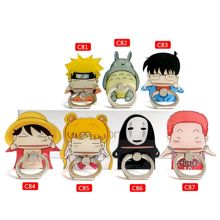 Hot Sales 1 Piece High Quality Abs Cartoon Lufy Totoro No Face Man Mobile Phone Holder Ring Smartphone Ring Holder Stand Phone Holders Stands Aliexpress