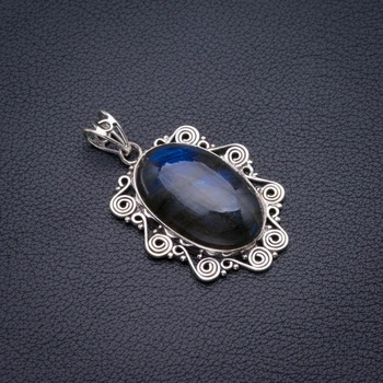 

Natural Blue Fire Labradorite Handmade 925 Sterling Silver Pendant 1.75" D2936
