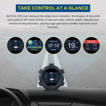 

Car HUD GPS KMH Speedometer Tilt Slope Meter Outdoor Personal Car Inclinometer Compass Parts Decoration for AUTOOL X95