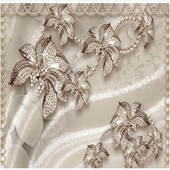 

Luxury jewelry flower wallpapers soft decoration living room TV background wall 3d stereoscopic wallpaper