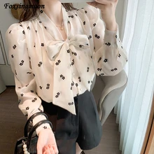 

Women's Blouse Long Sleeve Shirt Spring Autumn Floral Print Shirt 2021 New Loose All-match Tops Women Office OL Elegant Blouse