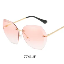 Роскошные кошачьи женские очки режущий объектив без оправы Солнцезащитные очки женские градиентные оттенки кольца декоративные очки#7741