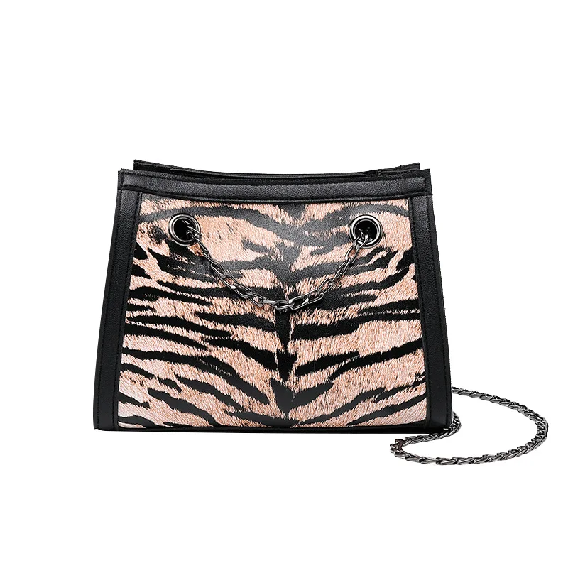 

2018 Autumn & Winter New Style Tiger Pattern Embossed Rhombus Graceful Chain Square Sling Bag Shoulder Cross-body Gift Bag Women