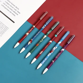 

JIANWU 6pcs/set 0.5mm Chinese style Series Retro Gel pen Smooth writing black ink neutral pen kawaii journal pen