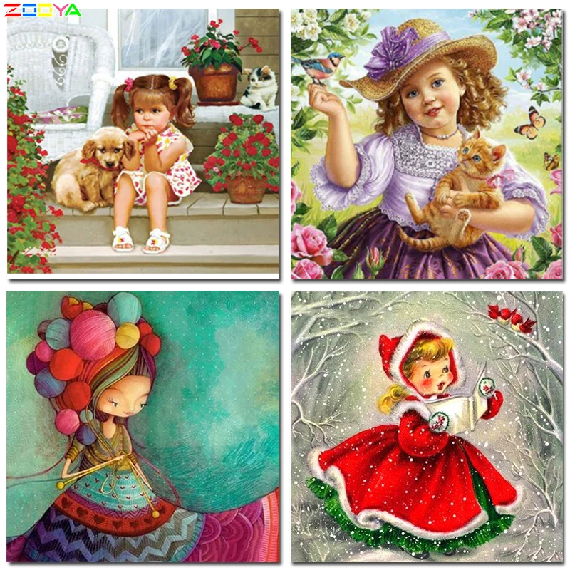 Zooya Diy Алмазная картина полная мозаика Вышивка крестом Набор вышивка девушка