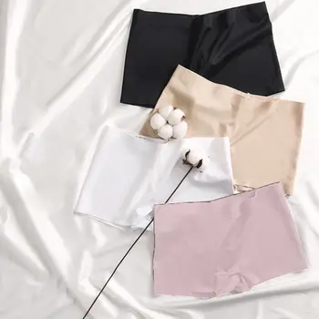 

Summer Solid Safety Short Boxer Underwear Ladies Girls Seamless Skin Boyshorts Silk Comfortable Pants Women Panties Nylon
