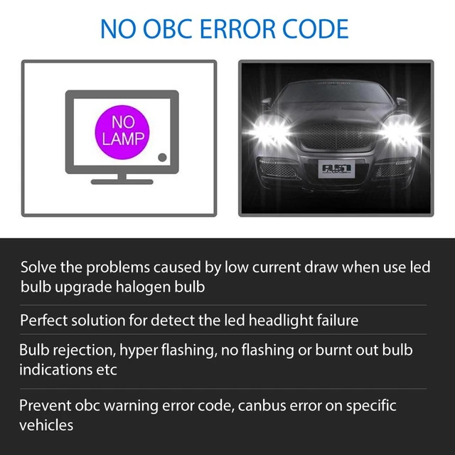  AnyCar H4 HB2 9003 LED Bulb Decoder Canbus Resistor  Anti-flicker Harness,Dashboard Warning Error Free EMC Canceller Decoder :  Automotive