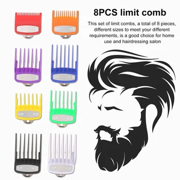 

8PCS Cutting Guide Comb Barbers Hairdressing Tool Set Colorful Limit Comb Set Compatible with WAHL Electric Hair Clipper