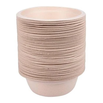 

Biodegradable, 350Ml Disposable Bowl 100 Pack Paper Bowl Replacement Large Eco Bowl Bag Basin Made Of All Natural Sugar Microwav