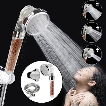 

Negative Ion Shower Head + Adjustable Base + 1.5M Shower Hose Set Handheld Jetting Shower Head High Pressure