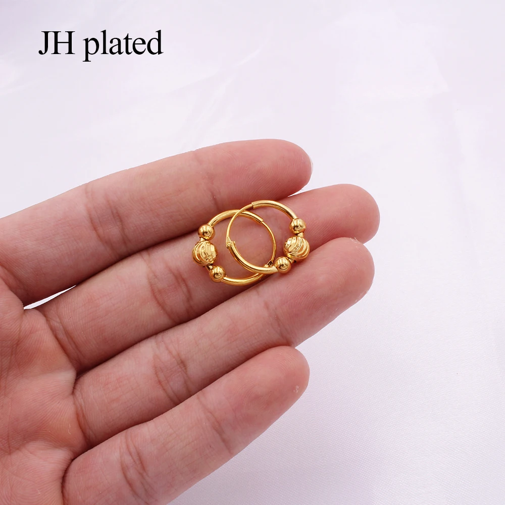 earings African New 24K Gold Color Small round Earrings for Women/Girls Jewelry Ethiopian Arabia wedding gifts Hoop earring | Украшения и