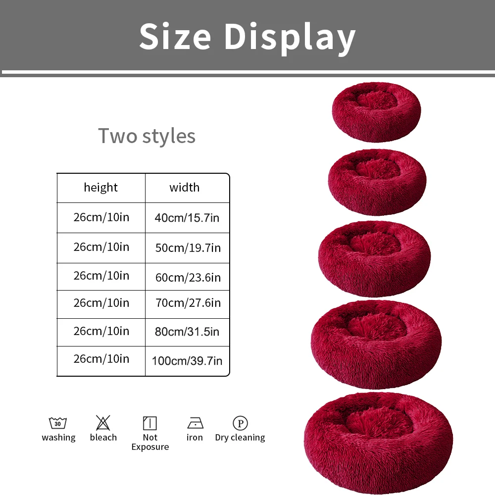 Pretty&Better Dog Long Plush Dounts Beds Calming Bed Hondenmand Puppy Cushion Pet Mat Winter Warm Sofa Basket for Dog house