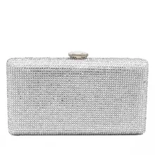 Двойной цветок элегантные женские серебряные хрустальные вечерние сумки Свадебная коробочка со стразами клатч Свадебные вечерние кошельки и сумки