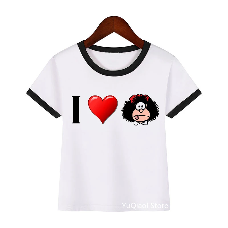 

I Love Mafalda Cartoot Print Tshirts For Girls Funny Graphic T Shirt Kids Clothes Harajuku Kawaii Clothing T-Shirt Streetwear