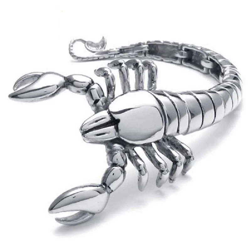 

Biker Fashion Cool Design Fancy Heavy Stainless Steel Scorpion Bracelet Bangle Devised For Men's Jewelry