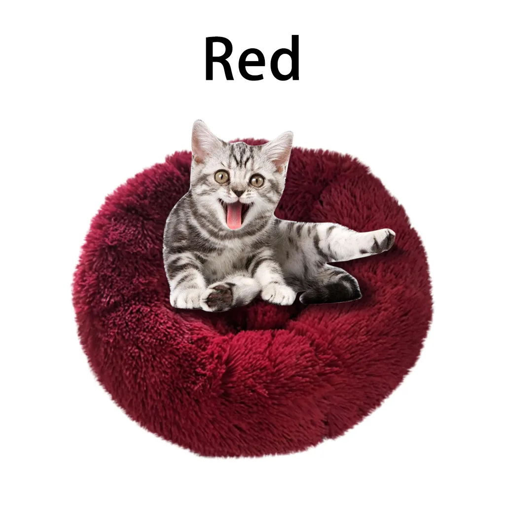 Round Plush Cat Bed House Soft Long Plush Cat Bed Best Dog Bed For Small Dogs Cats Nest Winter Warm Sleeping Pet Dog Bed Pet Mat