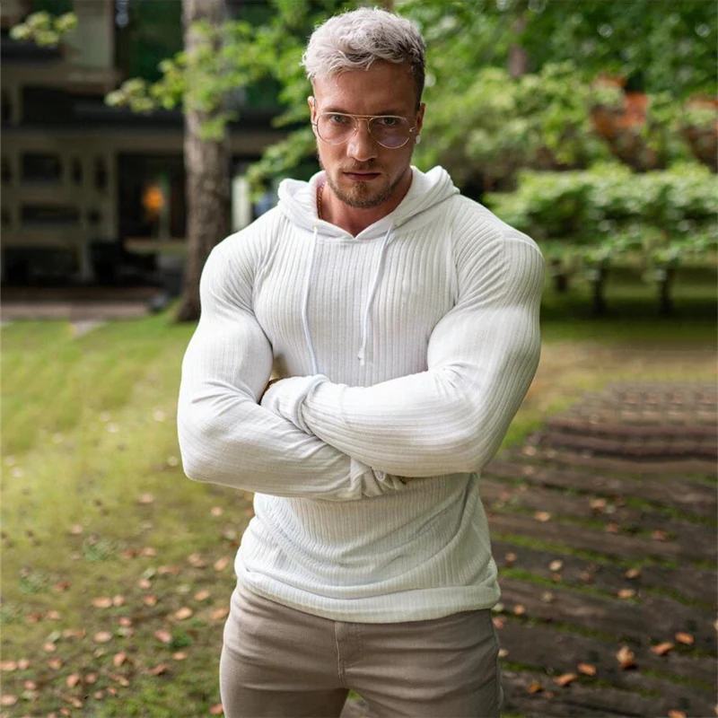Suéter con capucha para hombre, jersey de cuello alto cálido, ajustado, clásico, de punto, novedad, Invierno