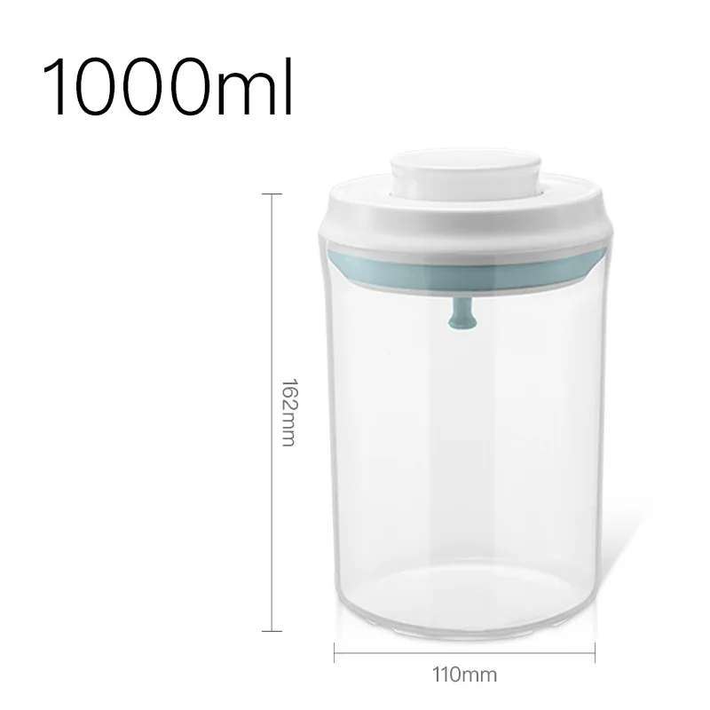 Пластиковый для хранения еды контейнер для кухни ящик для хранения многозерновой бак для хранения прозрачный герметичный может легко пряжка высокой емкости - Цвет: round PP 1L