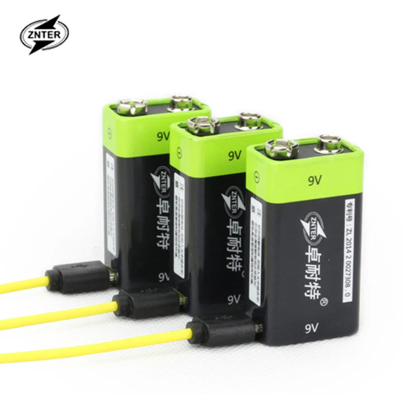 

ZNTER 4pcs 9V 400mAh lithium li-po li-ion rechargeable battery + micro usb cable for charging