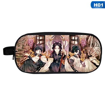 

Anime Demon Slayer: Kimetsu No Yaiba Pencil Bag Multi-functional Double Zipper Students Pencil Bag Wallet Storage Bag