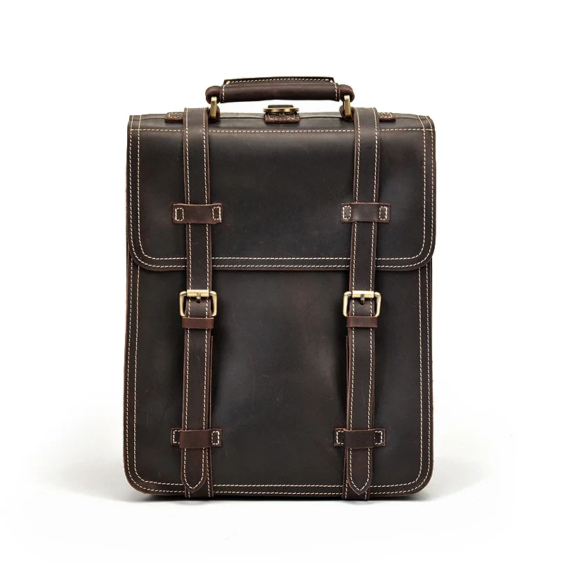 Дизайнерский кожаный рюкзак MAHEU, винтажный кожаный дорожный рюкзак Crazy Horse, дорожная сумка с защитой от кражи, натуральная кожа