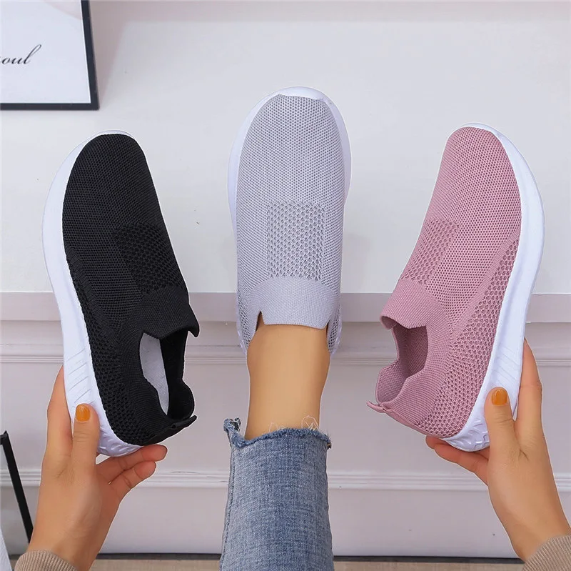 

Fly Netting Surface Casual Couples Athletic Shoes Women's 2020 Spring New Style Slip-on Large Size WOMEN'S Shoes