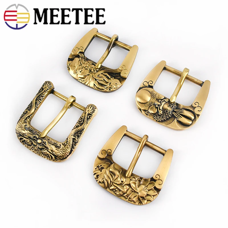 Meetee ID 40mm Men's Solid Brass Belt Pin Buckle Dragon Style Buckles