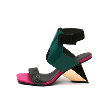

Women's fashion sexy leather sandals deformed character with leather lady sandal elegant leather female sandals # 39