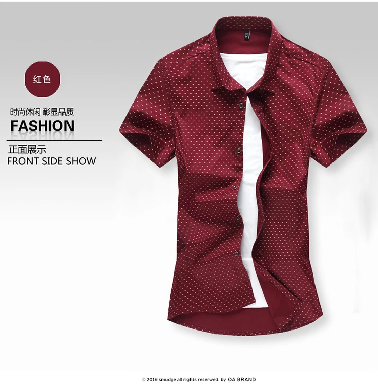 Pop Nice Summer New Fashion Brand Clothing Men Businss Short Sleeve Shirts Polka Dot Slim Fit Shirts Casual Shirts Men M-5XL