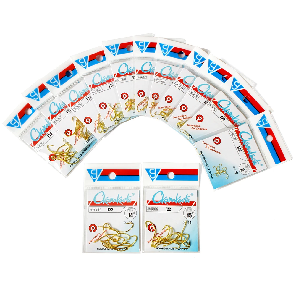 Gamakatsu 10pcs/30pcs Fishing Hooks Sea Japan 2#-15# Gold Carp Fish Treble Circle Cat fish Fishhook Tackle | Спорт и развлечения