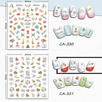 

10 PCS Nail Stickers Christmas Adhesive 3D Nail Decals Nail Art Water Transfer Decals Tattoos Sliders Manicure