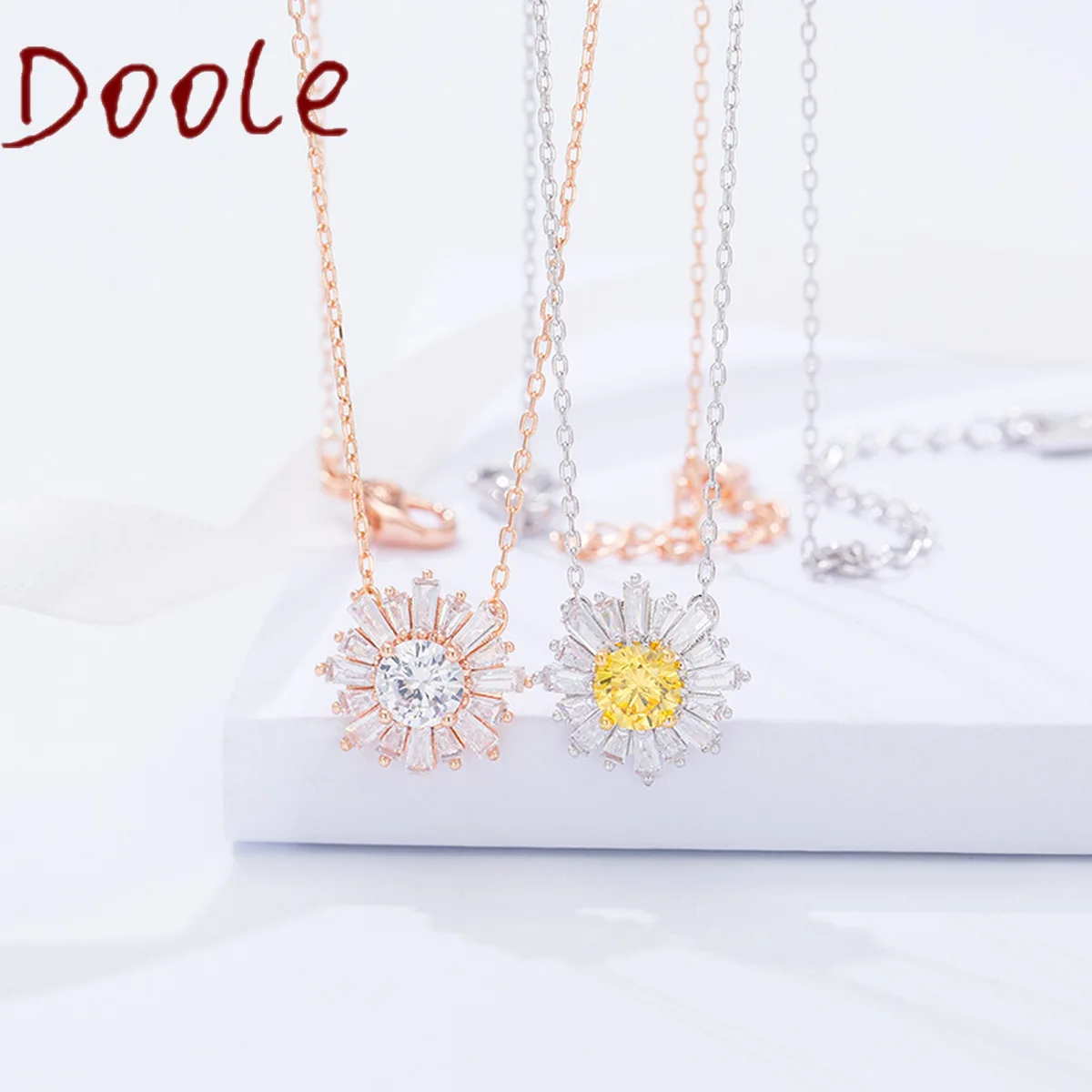 

High Quality Fashion Jewelry Charm Rose Gold Yellow Sun Flower Pendant Necklace Gift for Women