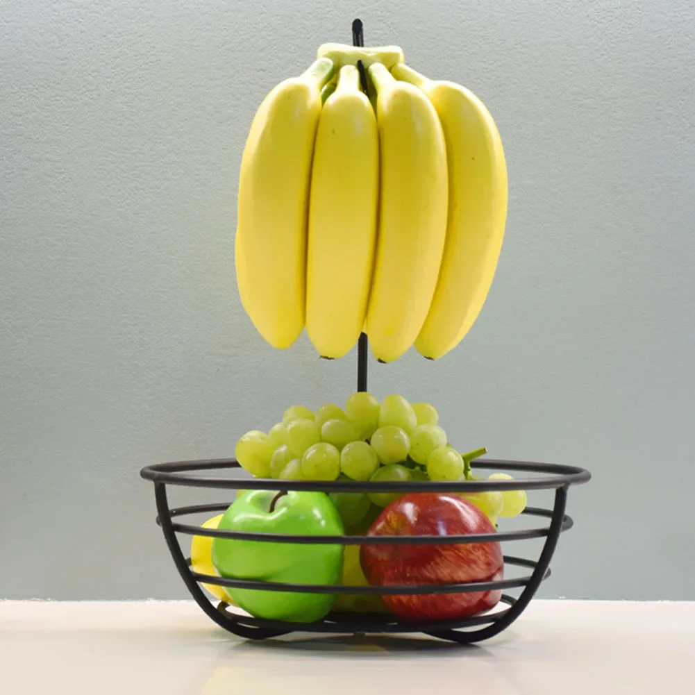 Black Countertop Fruit Basket Stand with Banana Hook,Elegant and Decorative Modern Fruit Bowl with Banana Holder for The Kitchen Counter for Fruits and Vegetables Black Countertop Fruit Basket Stand with Banana Hook,Elegant and Decorative Modern Fruit Bowl with Banana Holder for The Kitchen Counter for Fruits and Vegetables