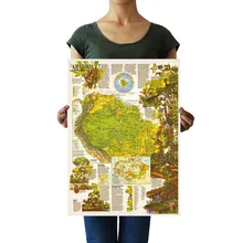 [A1142] Амазон торрид зона тропический лес Карта Ностальгический ретро плакат из крафт-бумаги бар кафе живопись