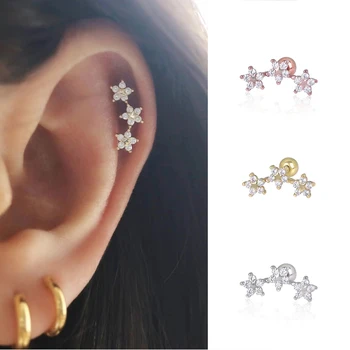 

1Pair Women's Earrings Five-Pointed Star Snowflake Piercing Stud Earrings 925 Sterling Silver Unusual Earrings 2020 Korean Style