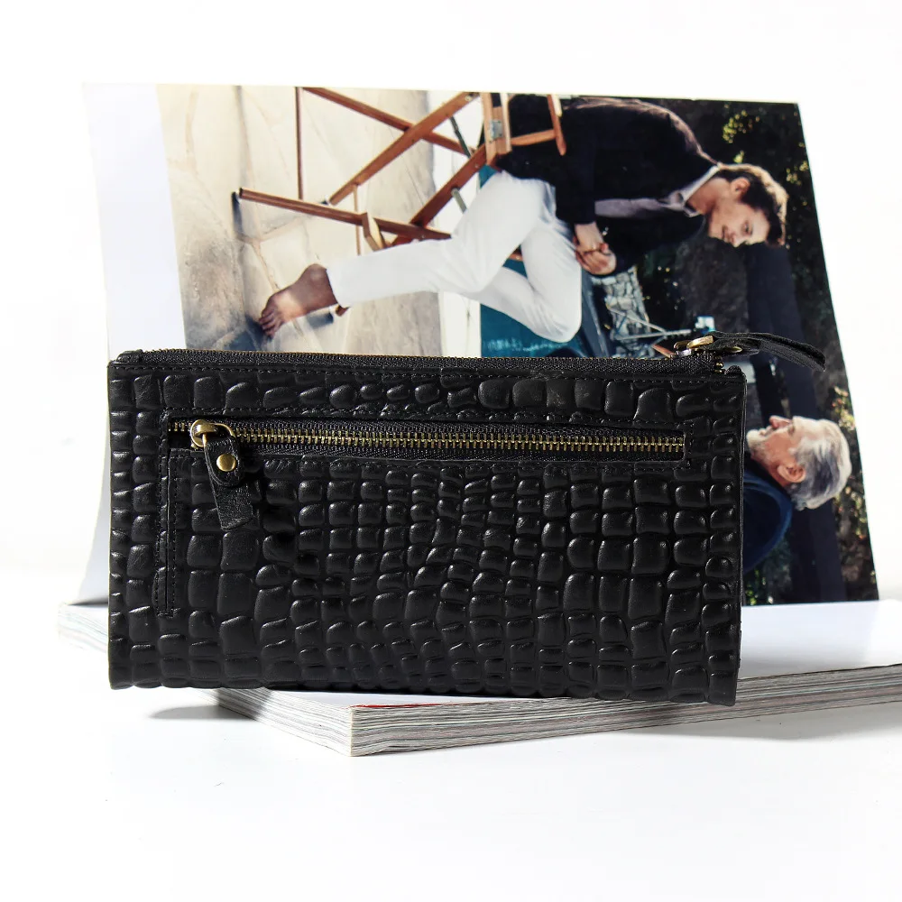 

Pass for AliExpress MEN'S Leather Wallet Long Stone Pattern Zipper Handbag Supply of Goods