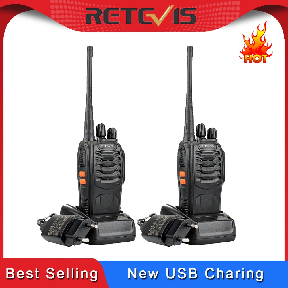 2 шт. RETEVIS H777 Walkie Talkie 3 Вт УВЧ двухсторонняя радиостанция приемопередатчик двухстороннее радио-коммуникатор зарядка через usb рация