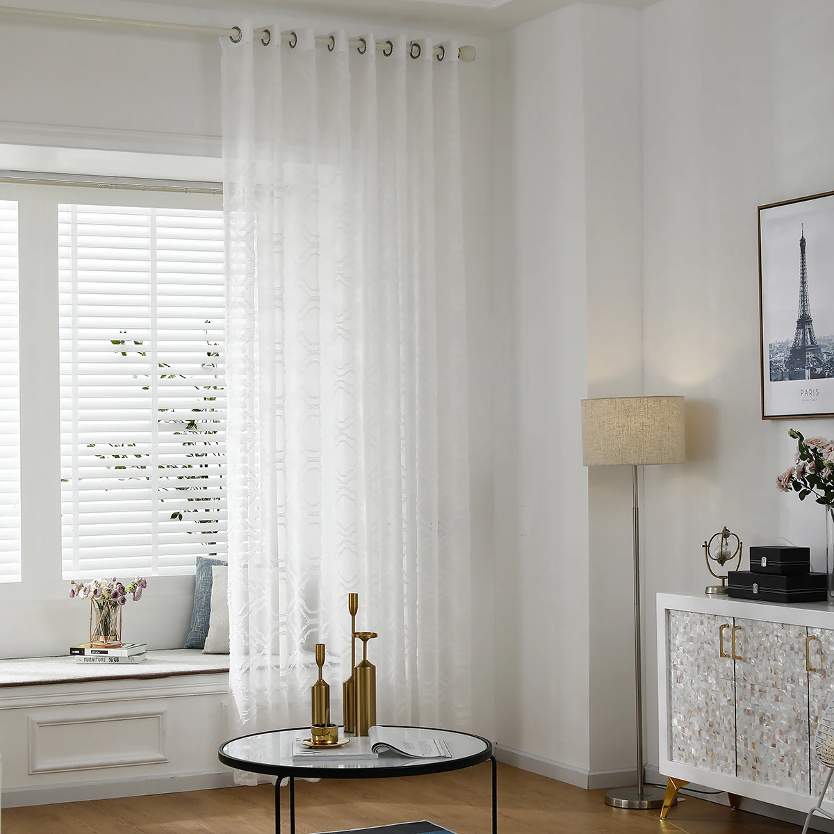 

Home drap Yarn curtain Window Screening Tulle gauze cover eyelet window valance curtain voile living room Home Decor 3 Sizes D30