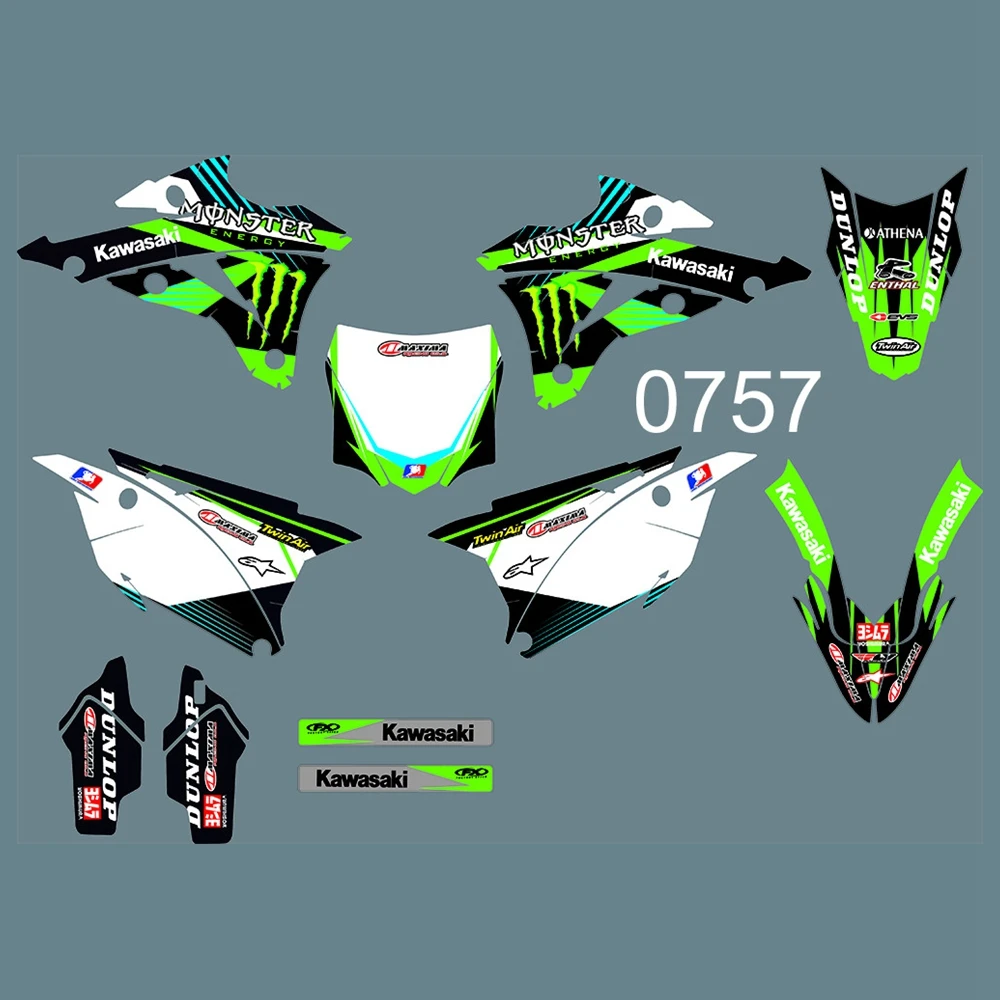 

Full Graphics Decals Stickers Custom Number Name Glossy Bright Stickers for Kawasaki KX85 KX100 2014 2015 2016 2017 2018