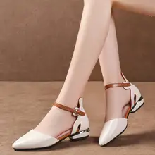 

women cute buckle strap high quality black pu leather heel shoes lady classic summer pumps zapato tacon alto