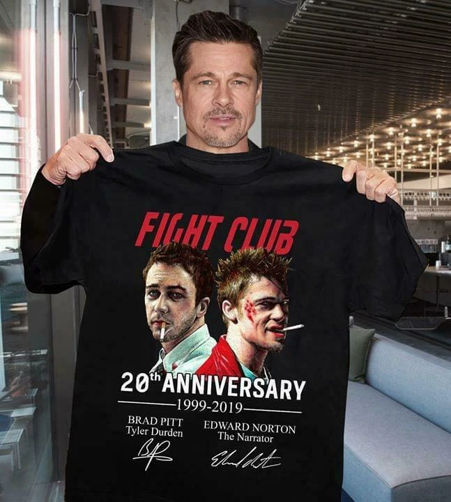 Streetwear Fight Club 20 aniversario personajes firmas negro algodón  hombres S 3XL camiseta Harajuku cosas extraños|Camisetas| - AliExpress