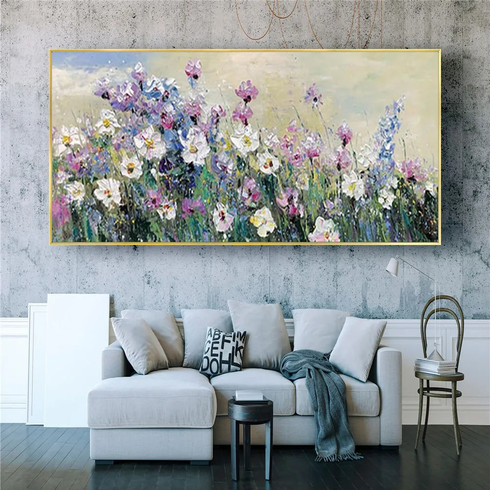 

Handpainted Flower Oil Paintings On Canvas New 3d Texture Landscape Poster Wall Art Pictures For Home Living Room Decor Mural