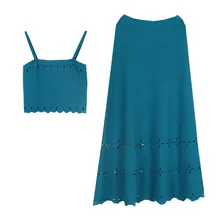 Костюм для женщин, для восстановления древних способов роста, с вырезом на талии, с тонкими лямками, жилет+ юбка, Трикотажный костюм из двух предметов