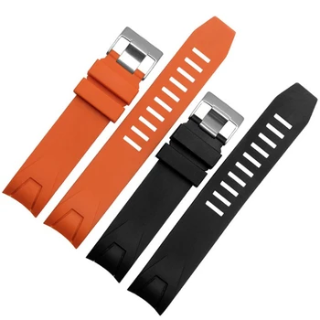 

20mm 22mm Orange Black Rubber Strap Waterproof Diving Curved End Watchband for Omega Seamaster Planet Ocean Speedmaster