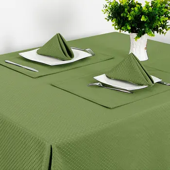 

Eforcurtain Waffle Christmas Tablecloth Light Sage Green Solid Waterproof Oilproof Thick Table Linens Napkins and Placemats