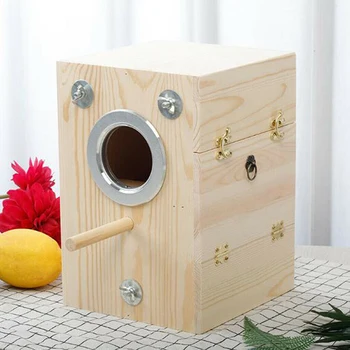 

Wooden Birdhouse Garden Balcony Side Opening Display Breeding Parrot Parakeet Bird Nesting House Cages