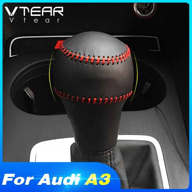 Vtear для Audi A3, рычаг переключения передач, кожаный чехол, авто-Стайлинг, внутренние части, ручка переключения передач, защита, Аксессуары 19